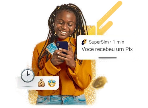 Cliente SuperSim recebendo um Pix no celular
